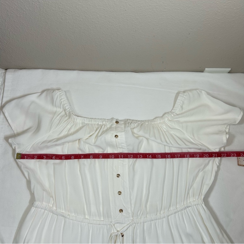 Indigo Rose Off White Boho Elastic Waist Pull On Off Shoulders Romantic Dress XL - Picture 9 of 13
